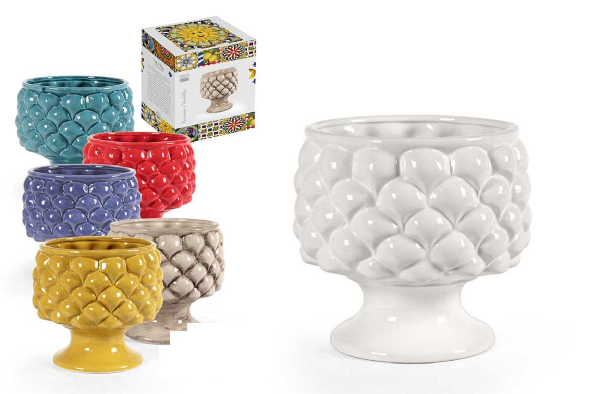 Vaso mezza pigna in ceramica realizzata e decorata a mano porta fiori  interno – Mondocreazioni