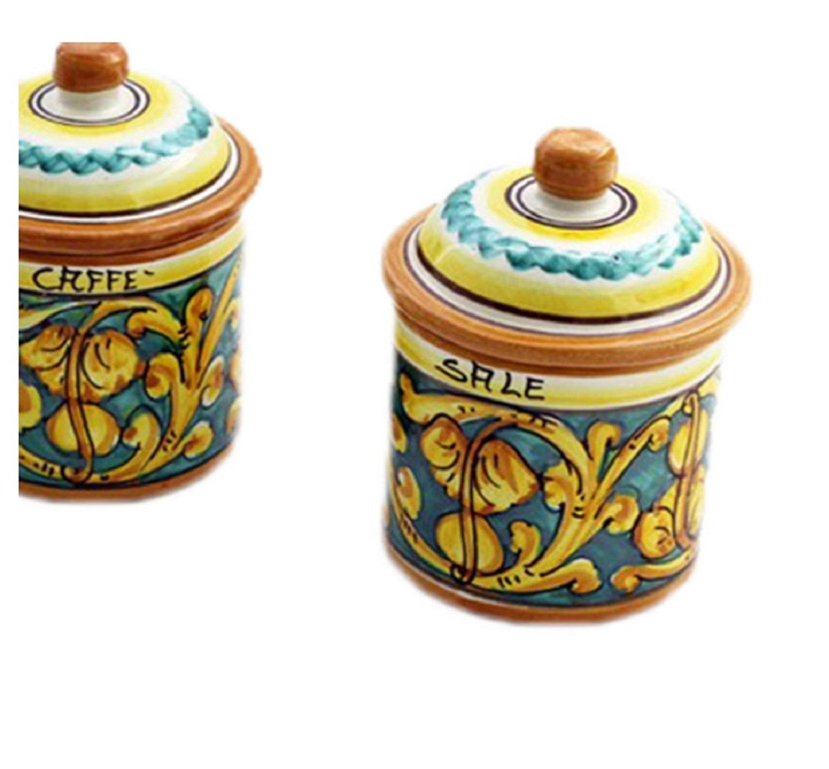 Tris 3 barattoli sale zucchero e caffè in ceramica decorata a mano da  ceramisti siciliani di santo stefano di camastra fiore rosso art 8 –  Mondocreazioni
