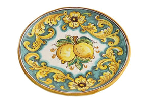 Piatto piccolo in ceramica decorata a mano da ceramisti siciliani limoni art 14