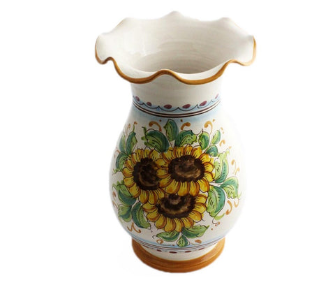 Vaso grande lavorato in ceramica decorata a mano da ceramisti siciliani girasole art 16